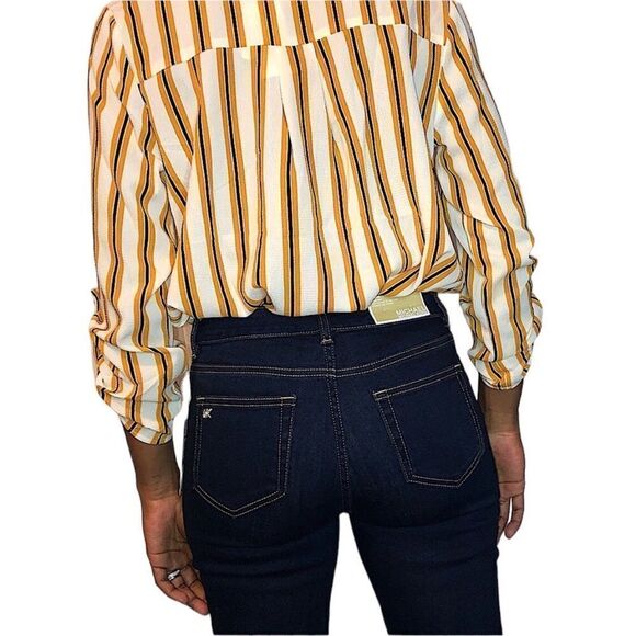 NWT MICHAEL KORS Skinny Jeans Front Gold Buttons Closure - Picture 8 of 9